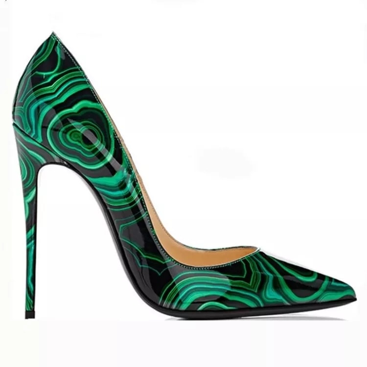 Green and black pumps on sale