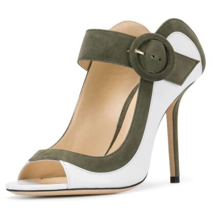 white_and_green_suede_buckle_peep_toe_heels_pumps_4_